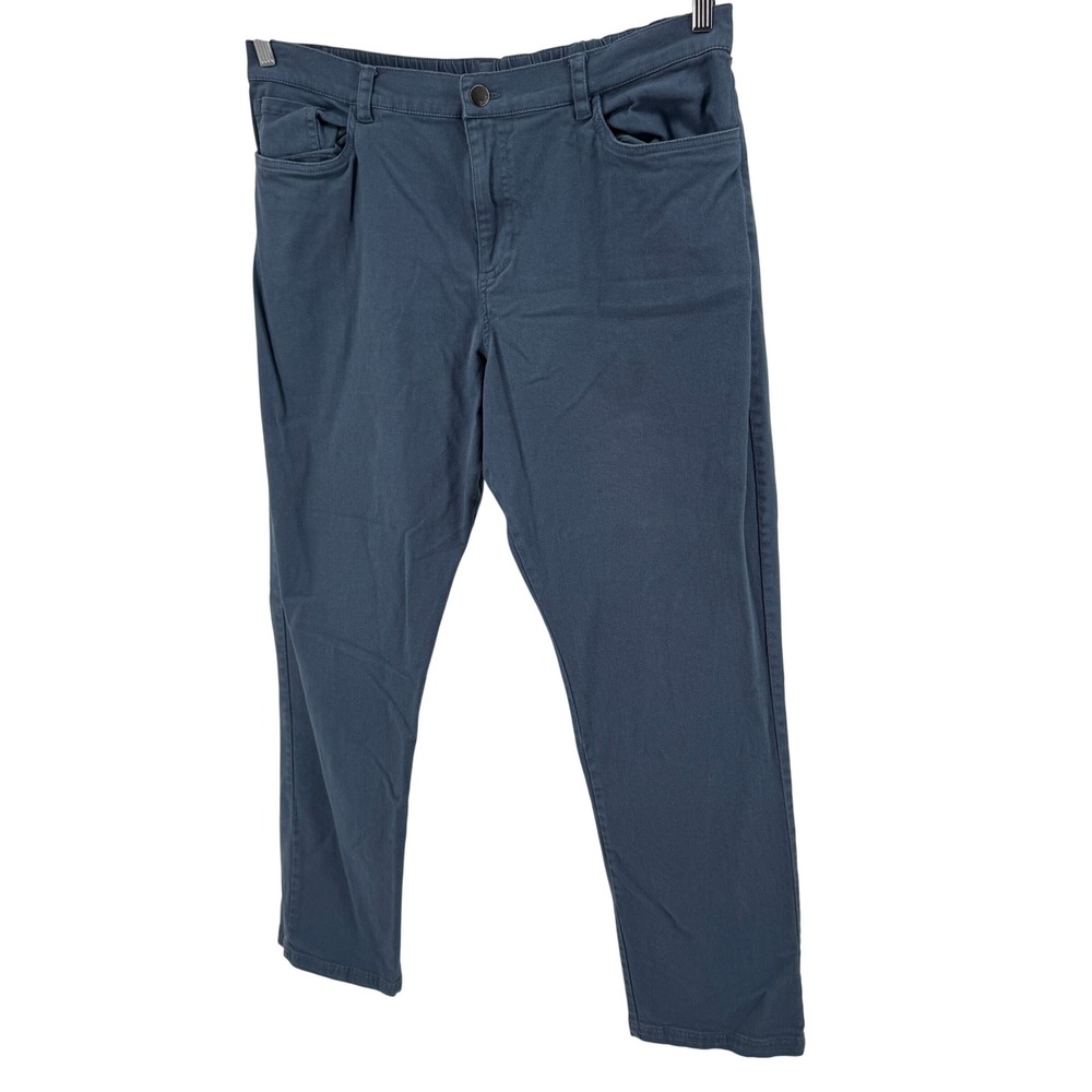 Pact Chino Pants Mens XL‎ Blue Grey Organic Cotton Stretch Tapered Sustainable